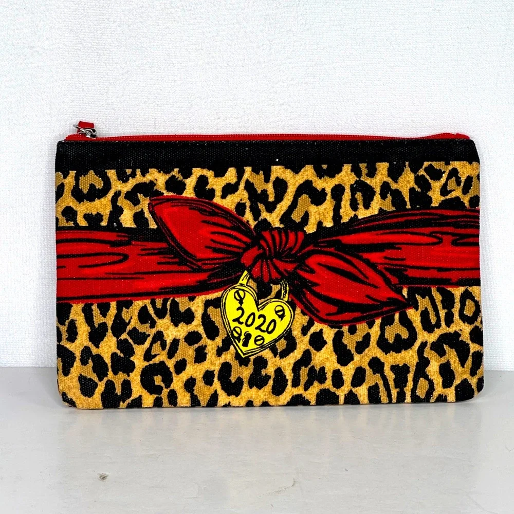 BRIGHTON Red Heart Leopard Print Canvas Clutch Pouch Cosmetic Bag‎ 2020